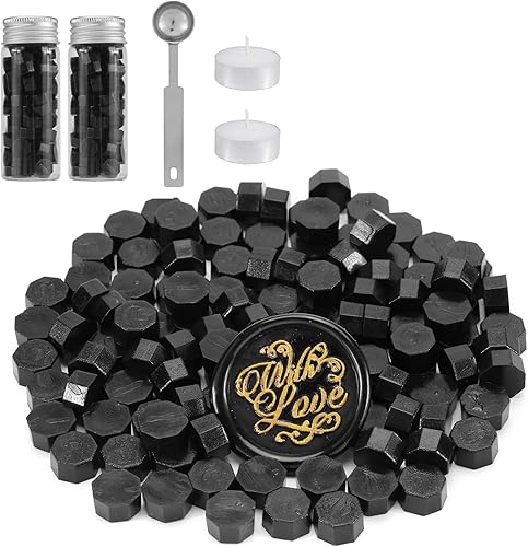 Yoption Cuentas de cera de sellado verde hierba, kit de 150 cuentas de sello de cera para sello de cera, cuentas de sello de cera octágono con una Yoption Cuentas de cera de sellado verde hierba, kit de 150 cuentas de sello de cera para sello de cera, cuentas de sello de cera octágono con una