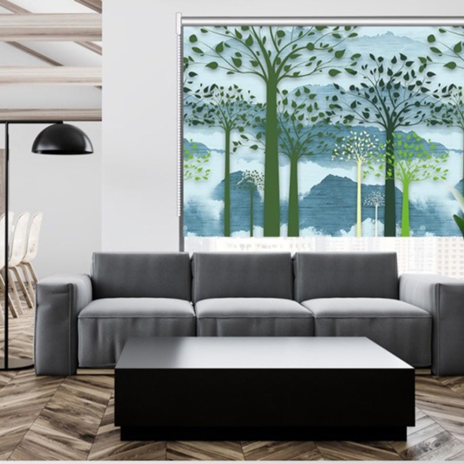 Thermo-Verdunkelungsrollo für Heimbüro, Rollo, gemustert, Schattierungsvorhang, Verdunkelungsvorhang, Fensterrollo mit Beschlägen (120 x 200 cm, Stil F)