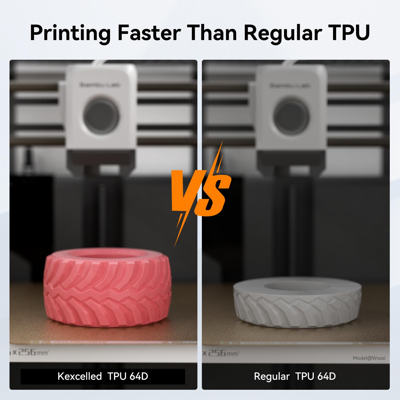 kexcelled Filamento TPU 64D Negro Pack 1,75mm 2kg | Alta Dureza, Resistencia al Desgaste, Material 3D Compatible con la Mayoría de las Impresoras FDM