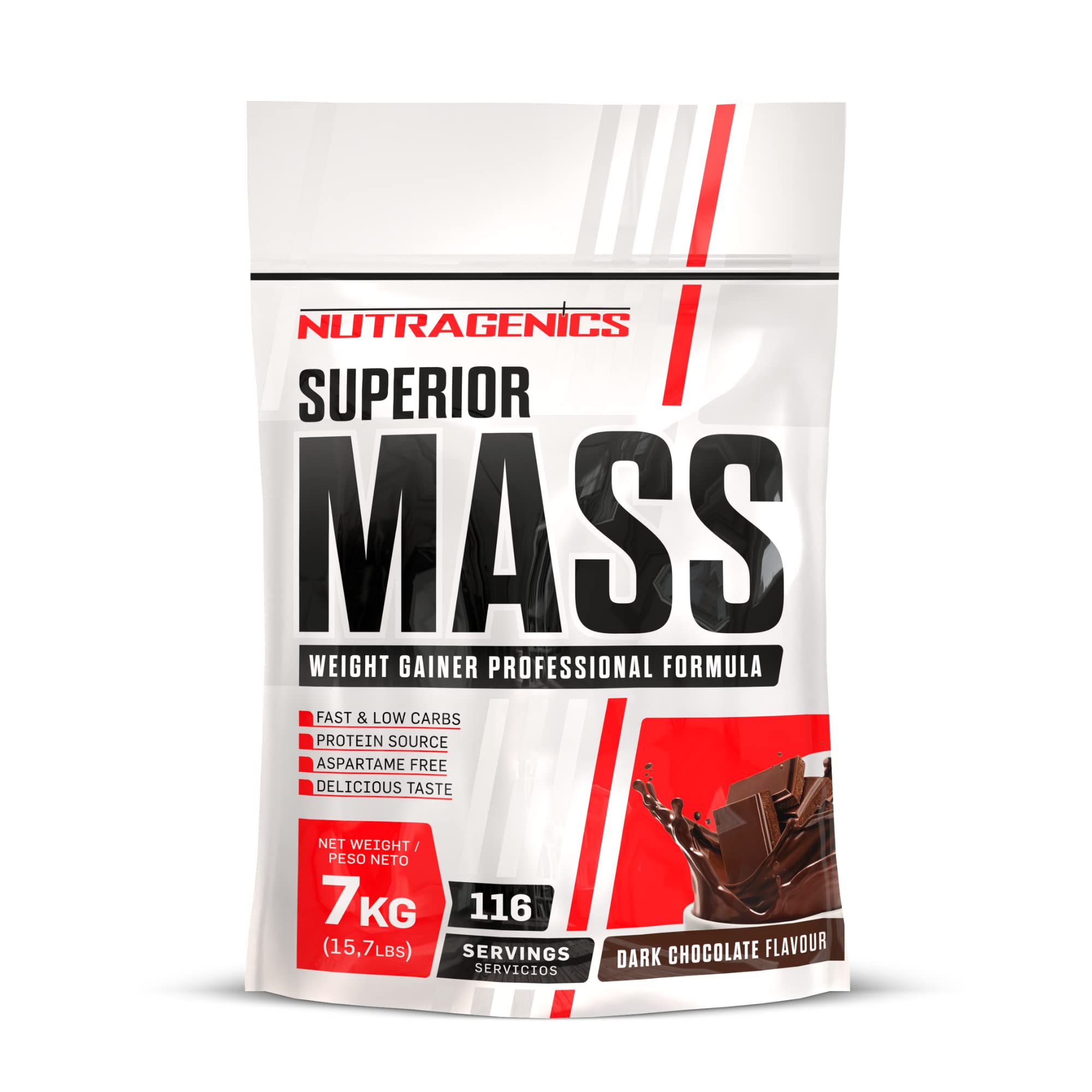 Superior Mass - 7 kg - Weight gainer - Mass Gainer - Muscle Gainer - Gewichtszunahme und Muskelmasse - Mass Gainer zur Gewichtszunahme - Muskelgewinner (Schokolade)