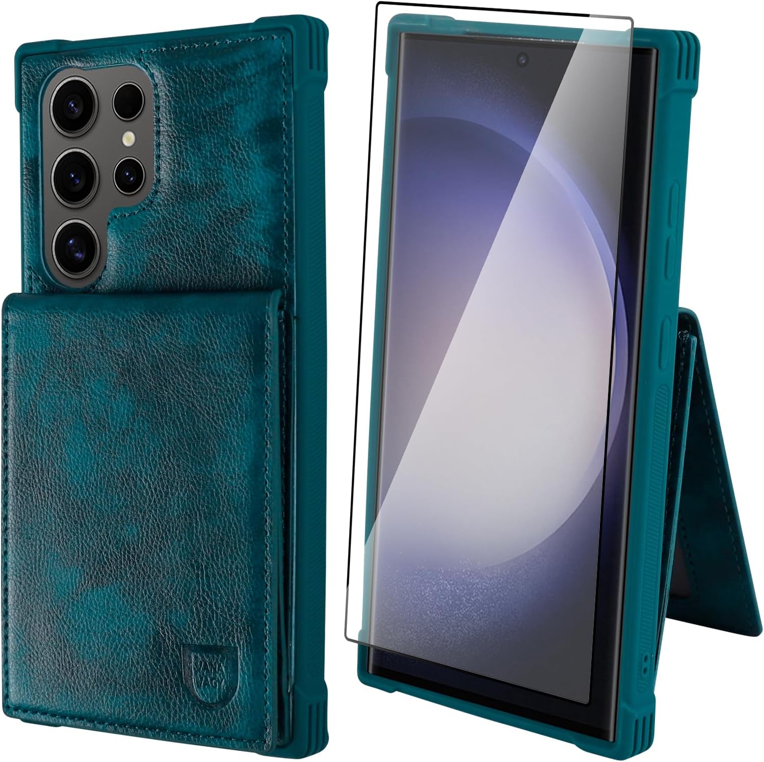 VANAVAGY Compatible for Galaxy S23 Plus Wallet Case with Credit Card Holder, PU Leather Magnetic Clasp Kickstand Flip Phone Case Cover with Coin Pocket Screen Protector,Clove Purple