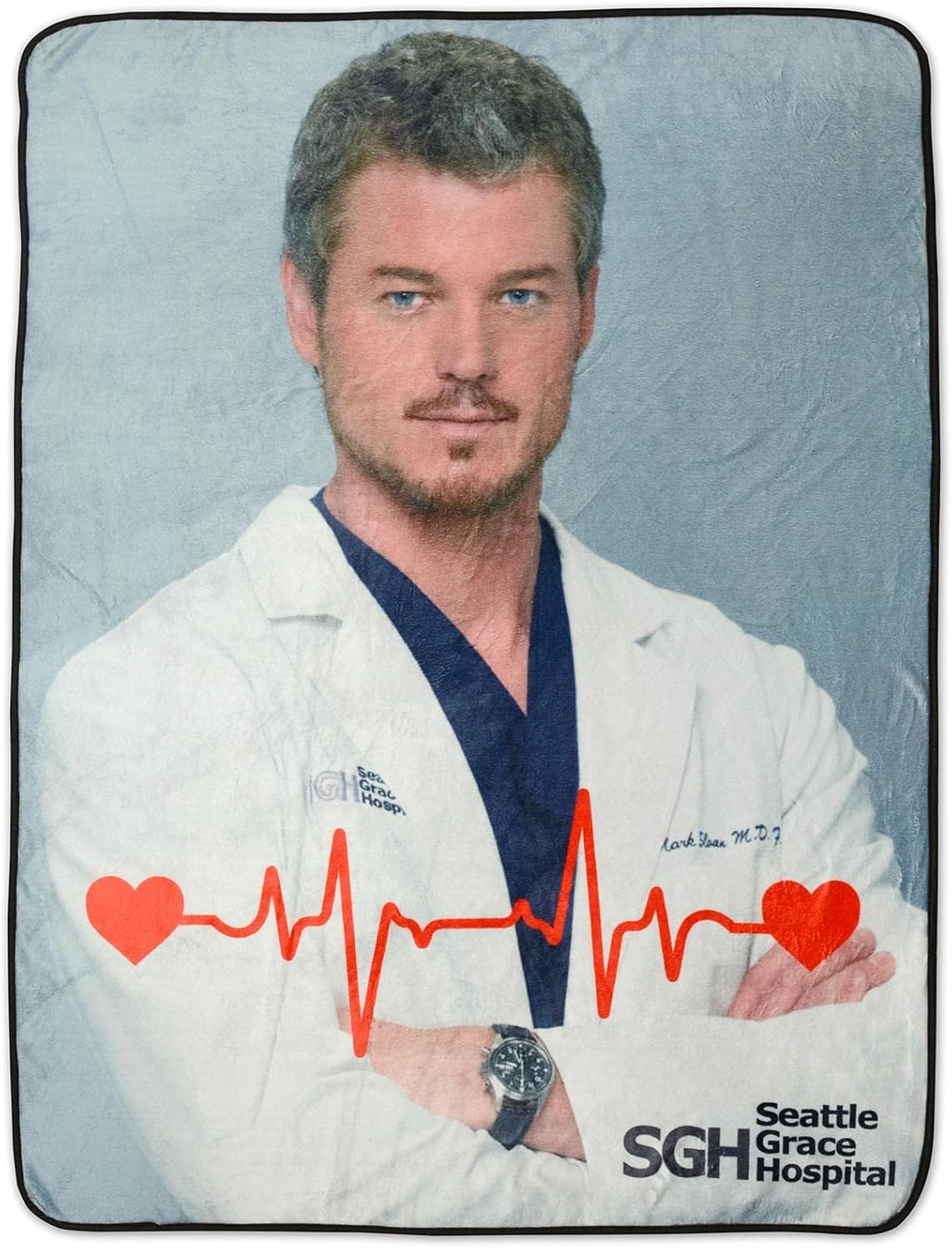 Grey's Anatomy McSteamy Plush Fleece Throw Blanket | Super Soft Decorative Cover for Sofa and Bed, Cozy Home Decor Room Essentials | TV Medical Drama Gifts and Collectibles | 45 x 60 Inches
