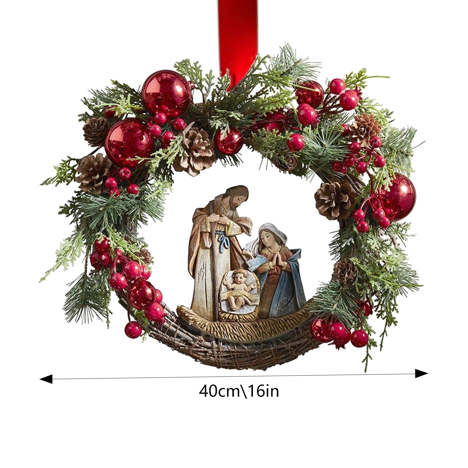 Produktbild von Weihnachtskranz Für Tür Jesus, Weihnachtskiefernkranz Jesus, Jesus