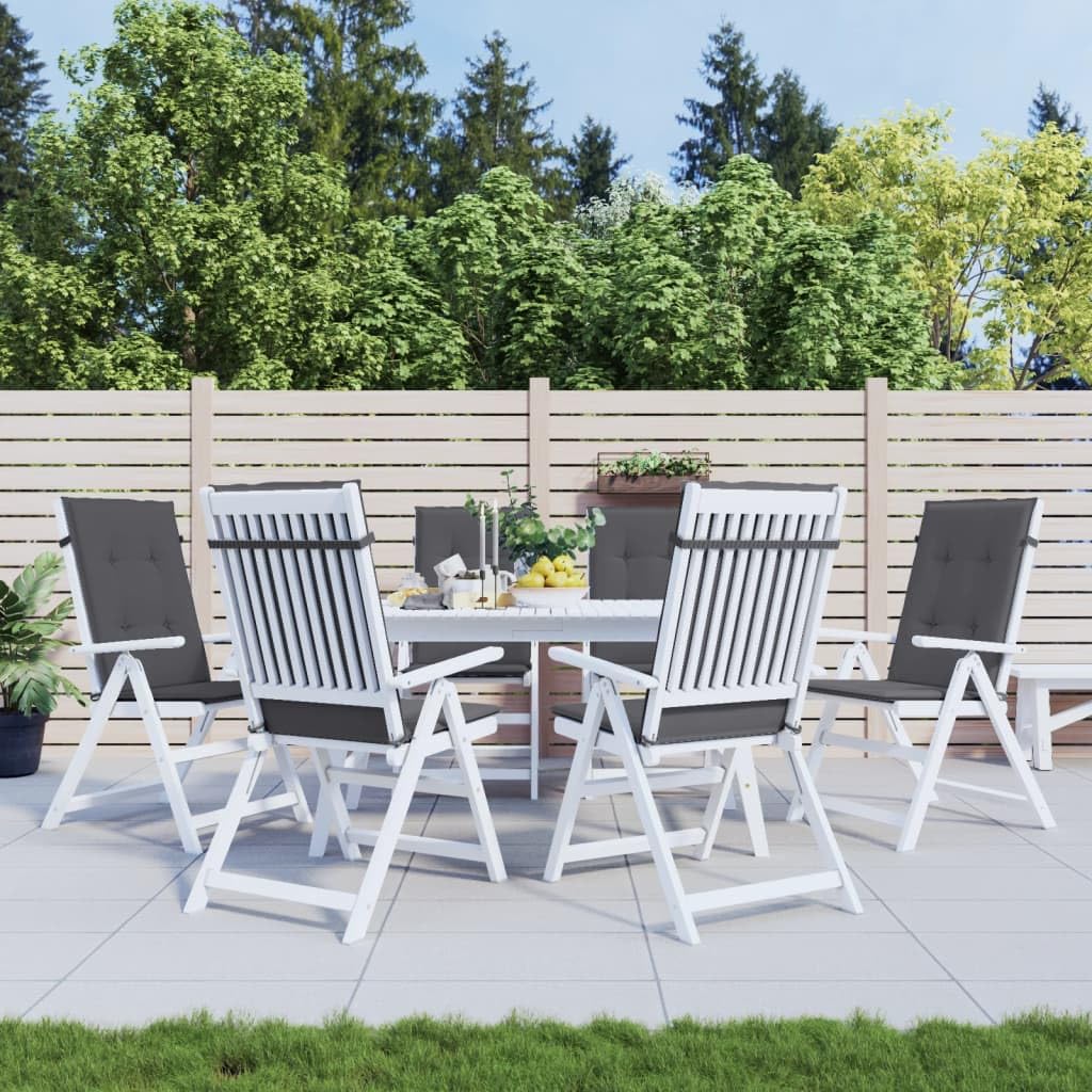 vidaXL Cojines de Sillas de Jardín 6 uds, Almohadas con Respaldo Alto, Acolchados para Sillones, Cojines para Patio, Tela Gris Antracita 120x50x3 cm