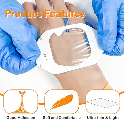 Miniatura 4 de Carbou Aderezo de película transparente de 2 38 pulgadas x 2 34 pulgadas, paquete de 100 parches adhesivos impermeables para vendaje de heridas,