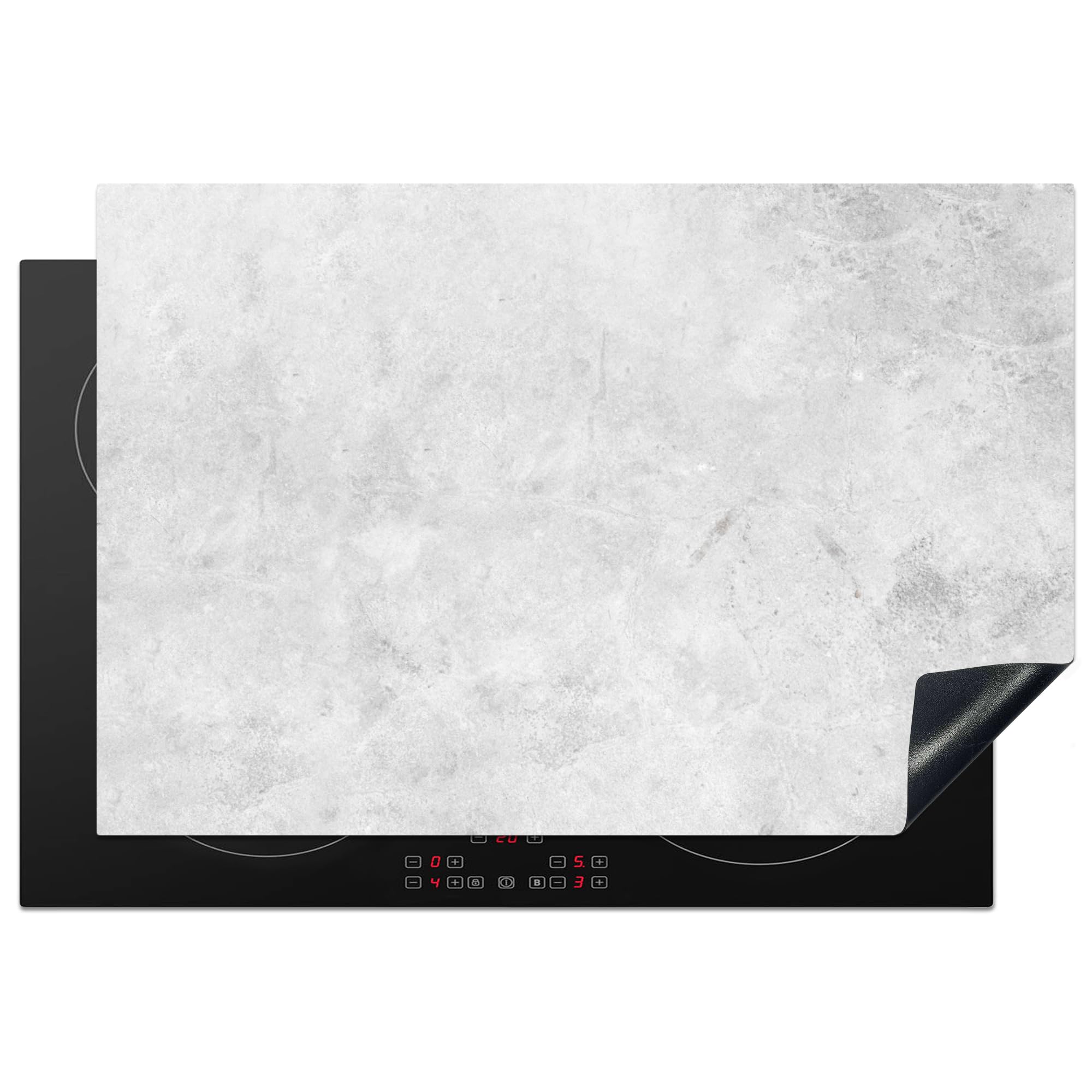 KitchenYeah© Induction Hob Cover Protector Mat 20.3"x29.9" / 76x51.5 cm Kitchen Universal Ceramic Covers for Electric Cookers Vinyl Marble - Texture - Grey - Marble Look