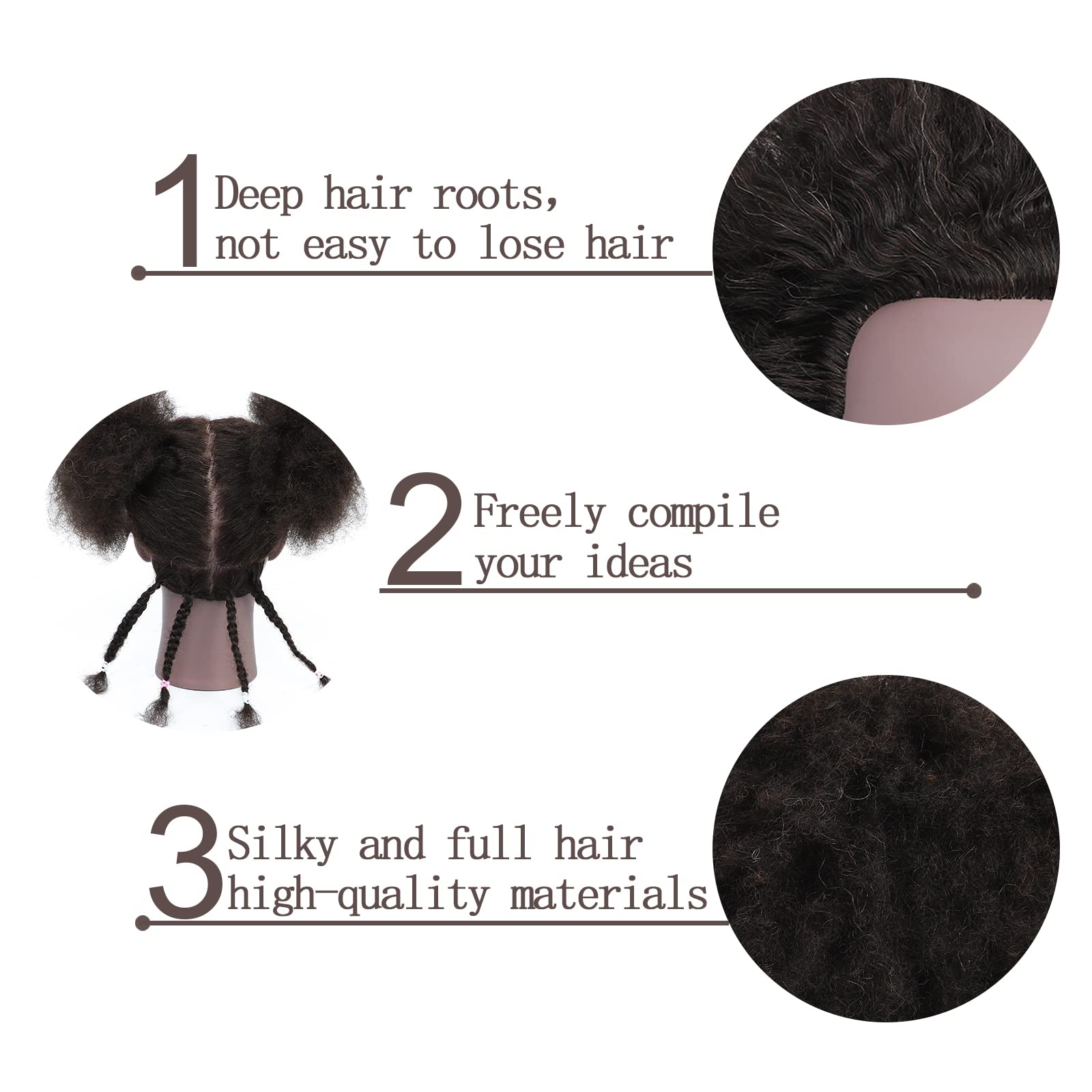 Ausbildung Kopf African American mit 100% Echthaar Schaufensterpuppe Kopf Kosmetologie Afro Haar Manikin Kopf für die Praxis Styling Flechten