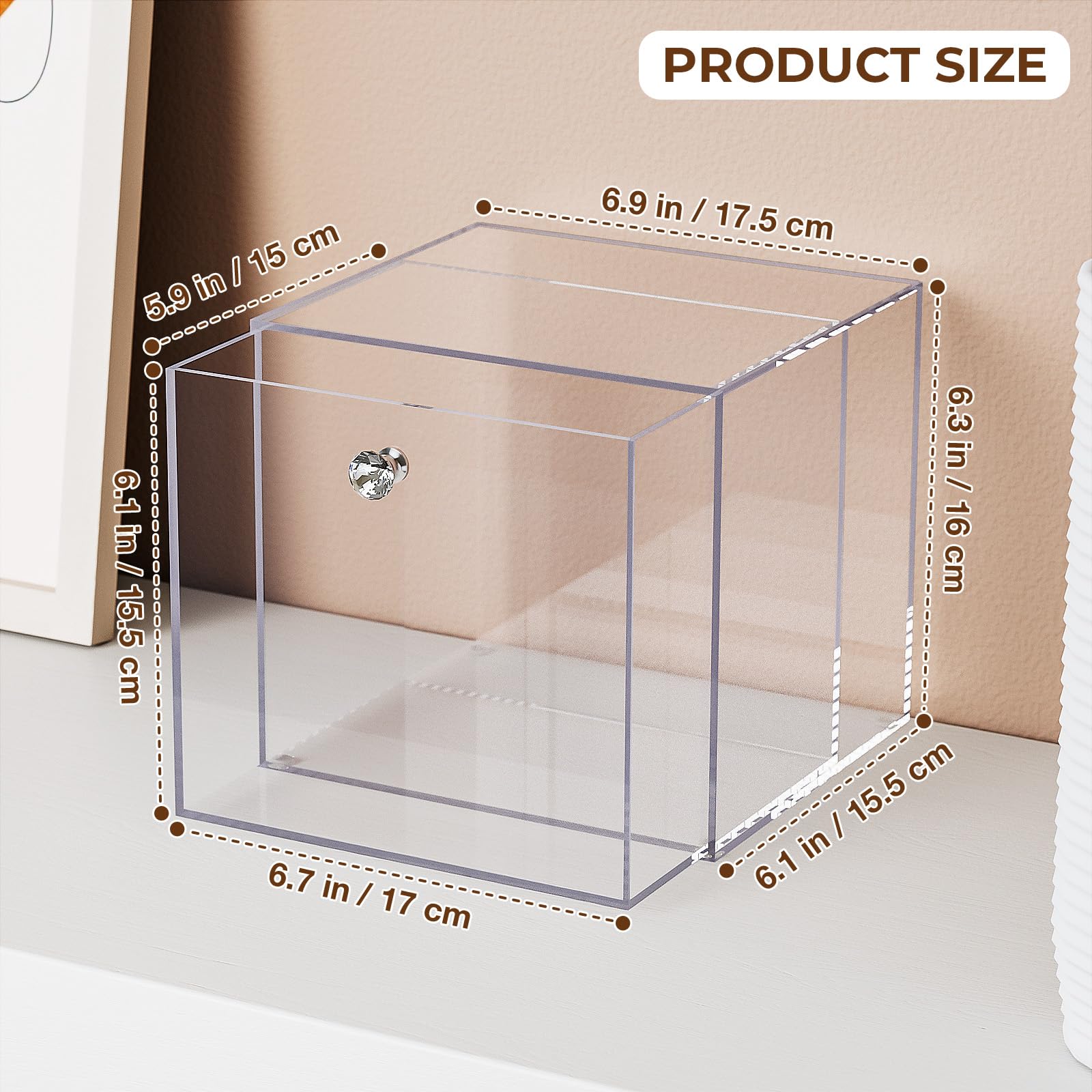 Udefineit Disposable Facial Towel Storage Box, Acrylic XL Skin Club Towel Holder with Drawer, Makeup Remover Dry Wipe Organizer, Skin Care Luxe Container for Facial Washing (Excluding Facial Towels)