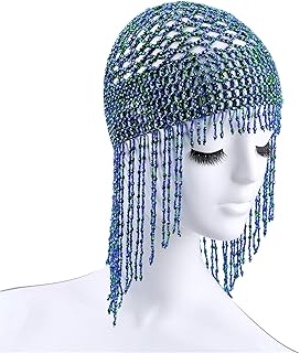 Gorro de danza del vientre con cuentas para niñas y mujeres, accesorio para el pelo, tocado para fiestas, bodas y espectáculos