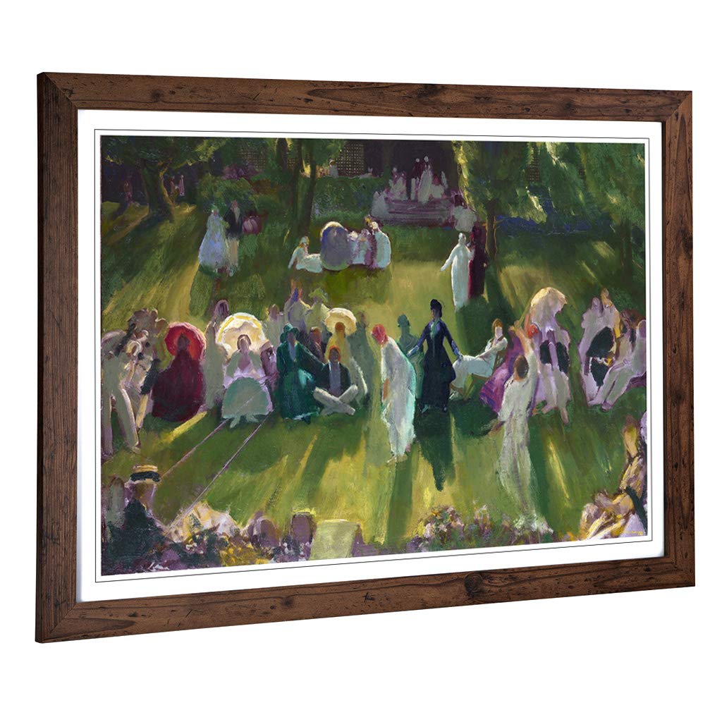 Big Box Art Framed Print of George Bellows Tennis at Newport Design | Wall Art Picture | Home Decor for Kitchen, Living Room, Bedroom, Hallway, Walnut, A2 / 24.5x18 Inch / 62x45cm
