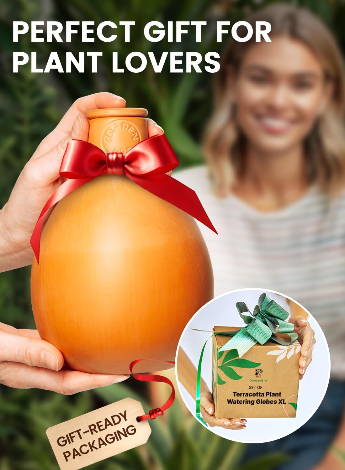 Ollas - 2 vasi per irrigazione in terracotta, misura grande, 907,2 g, globi autoirriganti per 1 settimana, facili da riempire, per giardino in argilla, irrigatori per piante durante le vacanze