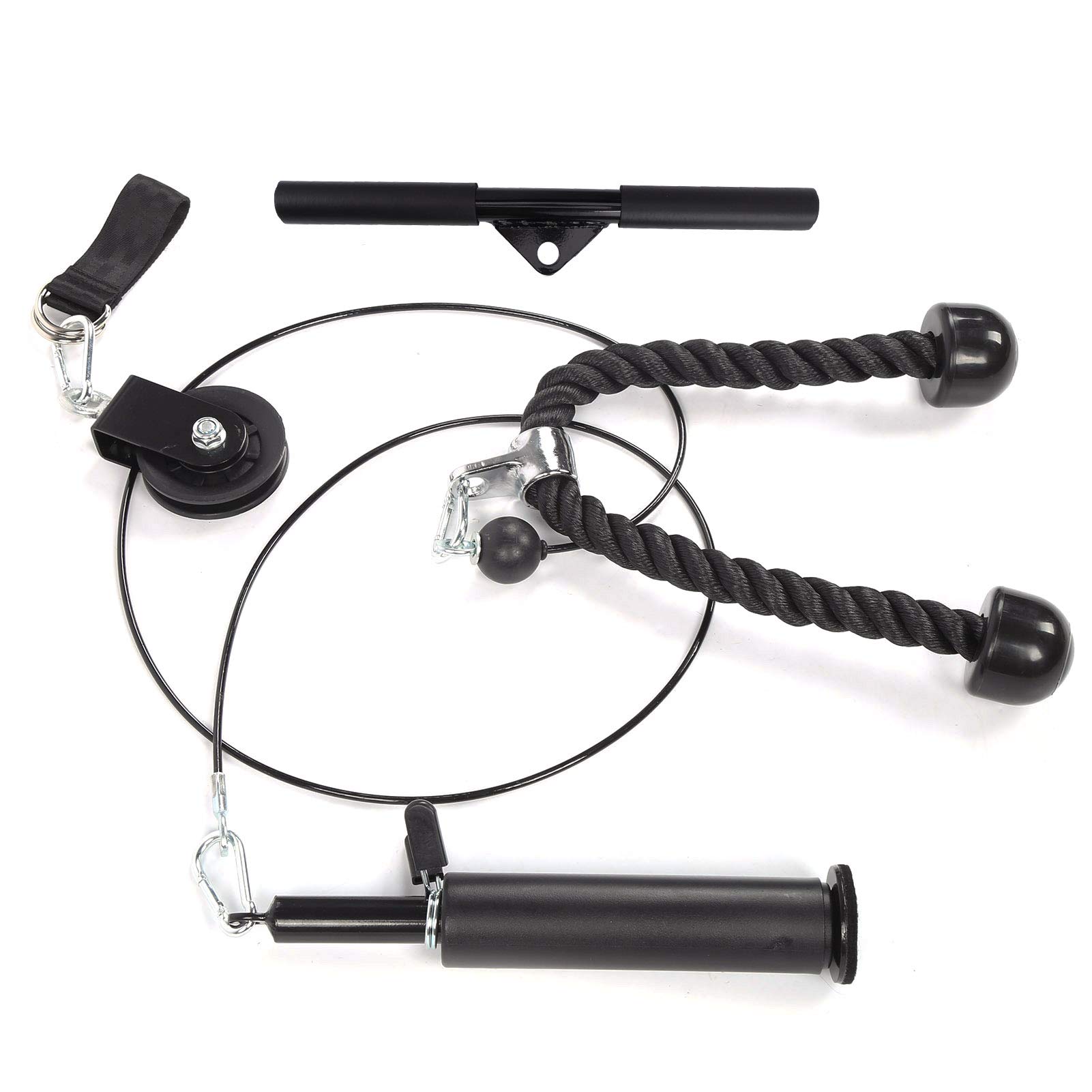 CHICIRIS Equipo de Fitness de Polea Juego de Entrenamiento de Fuerza de Nailon de Acero con Desmontable Cable de 230 Cm y 180 Cm Polea de 360 ​​Grados para Gimnasio en Casa Entrenamiento de Tríceps