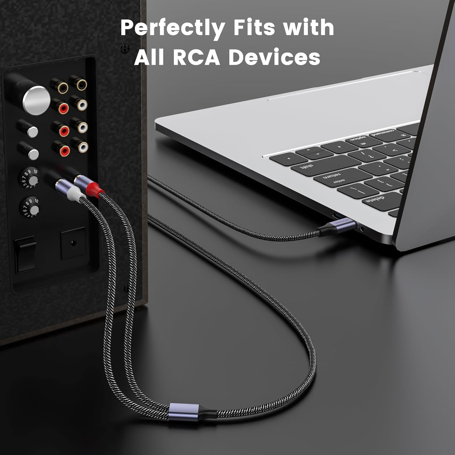 MOSWAG USB C to 2 RCA Audio Cable 3.3FT, Type C to 2 Male Y RCA Splitter, ype C to 2RCA Jack Male Y Splitter Cord Adapter Compatible iPhone 1615, Home Theater Amplifier TV Speaker Hi-Fi Amplifer - Image 3