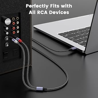 MOSWAG USB C to 2 Male RCA Audio Cable 3.3FT Y Splitter Cord RCA Adapter
