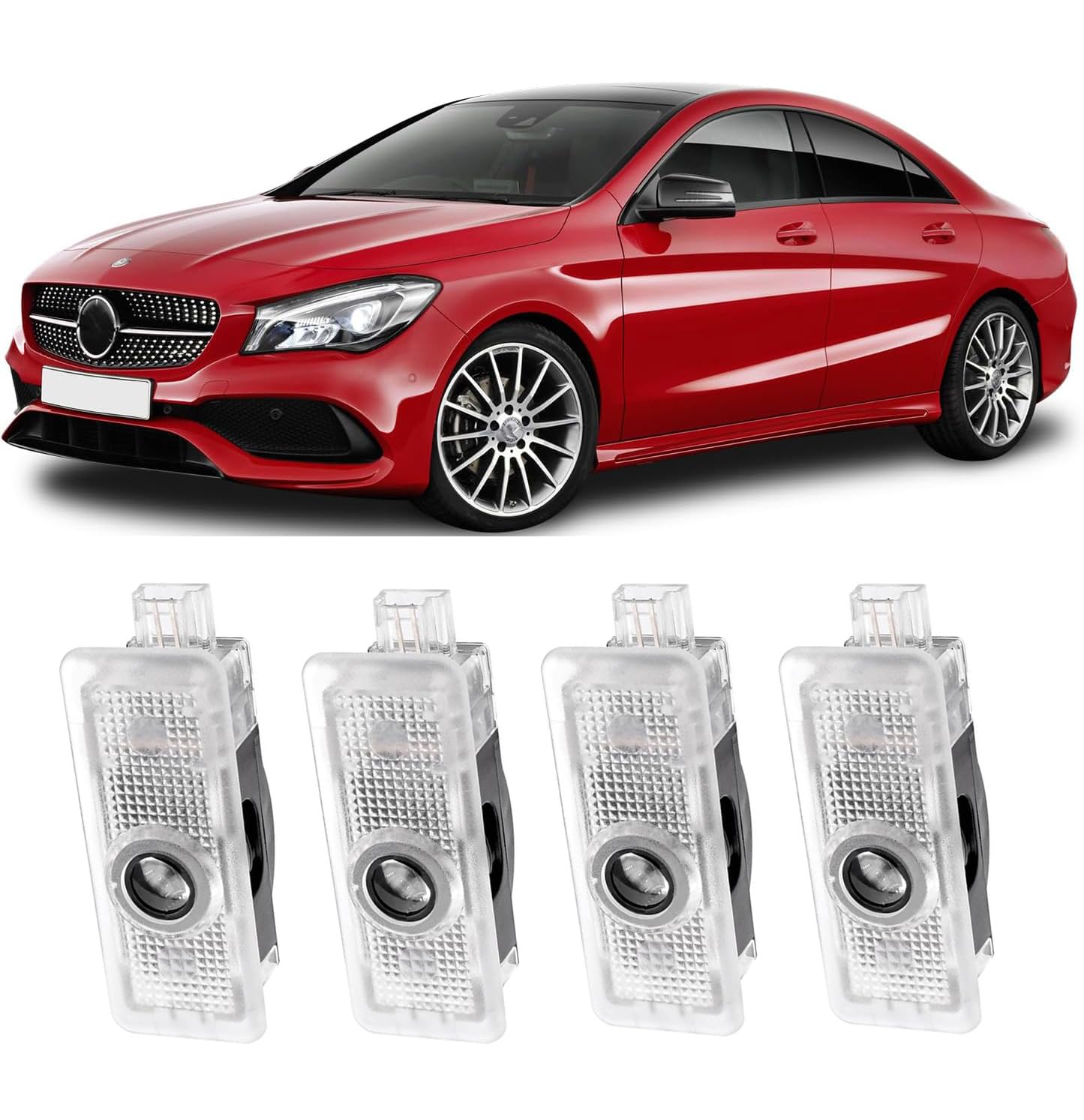 4 Stück Autotür Licht Projektor Türbeleuchtung für Mercedes CLA C117 X117 CLS C218 X218 Coupe C205 C207 Cabrio A205 A207 LED, Türprojektoren Einstiegsbeleuchtung Unterbodenbeleuchtung Auto Zubehör