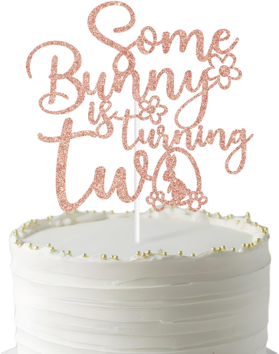 Amazon.com: Our Little Bunny is Turning Two Cake Topper, Some Bunny is ...