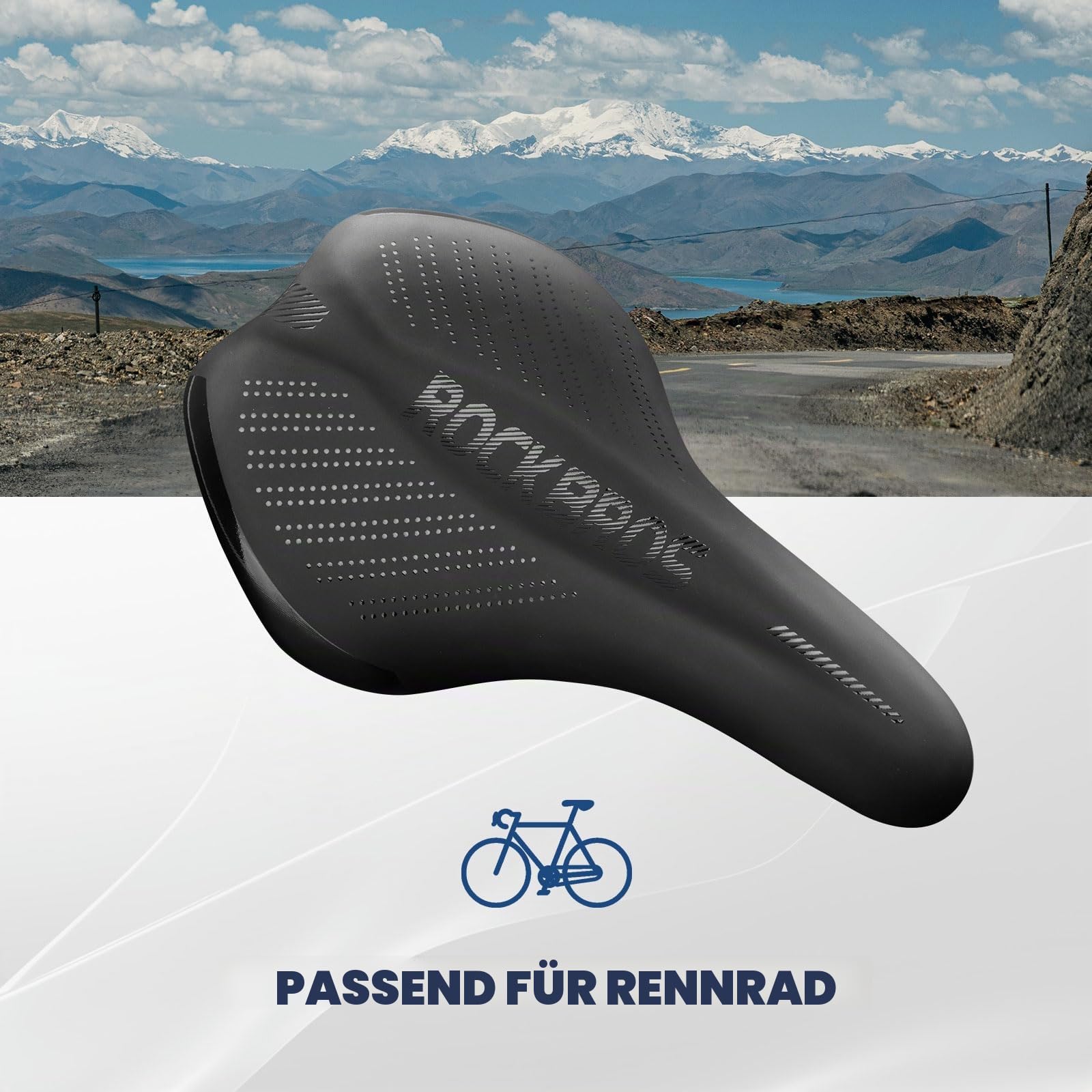 ROCKBROS Fahrradsattel Fahrrad Sattel Komfortabel Gel mit überzug & Schraubenschlüssel für Mountainbike Trekking Rennrad Heimtrainer E-Bike Fahrradsitz 26 * 16cm