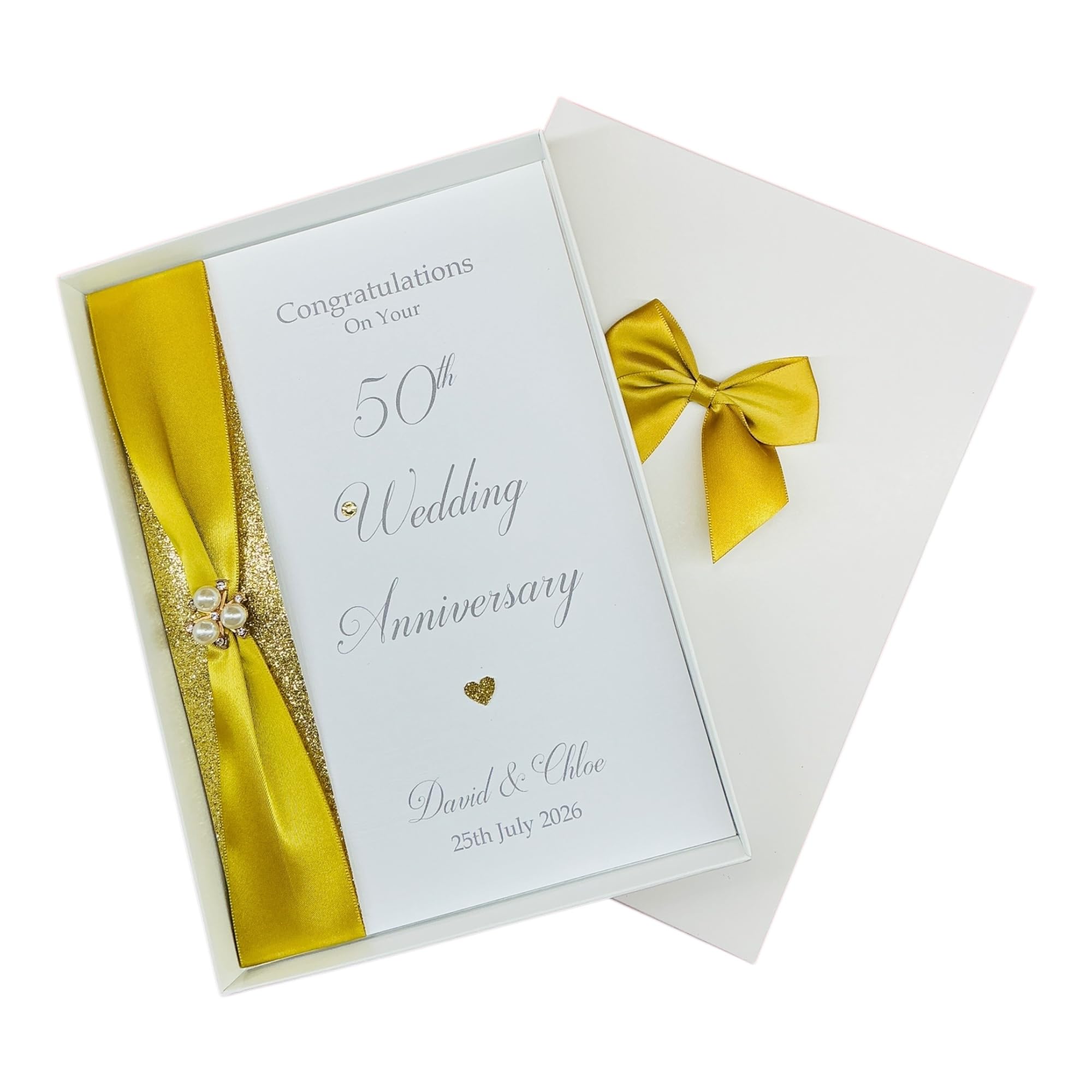 50th Wedding Anniversary Card - Golden 50 Year Fiftieth Anniversary Luxury Greeting Card, Personalised Gift for Wife, Husband, Couple, Friends - A5 Card - 20 Colours to Choose