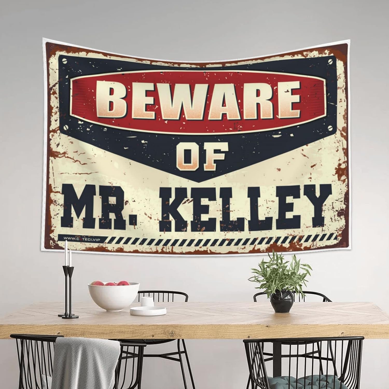 GVNVYFWUY Funny Patio Decor Beware Of Mr. Kelley Tapestry Hanging Wall Decor Bar Accessories For Man Cave(75X100CM) image 3