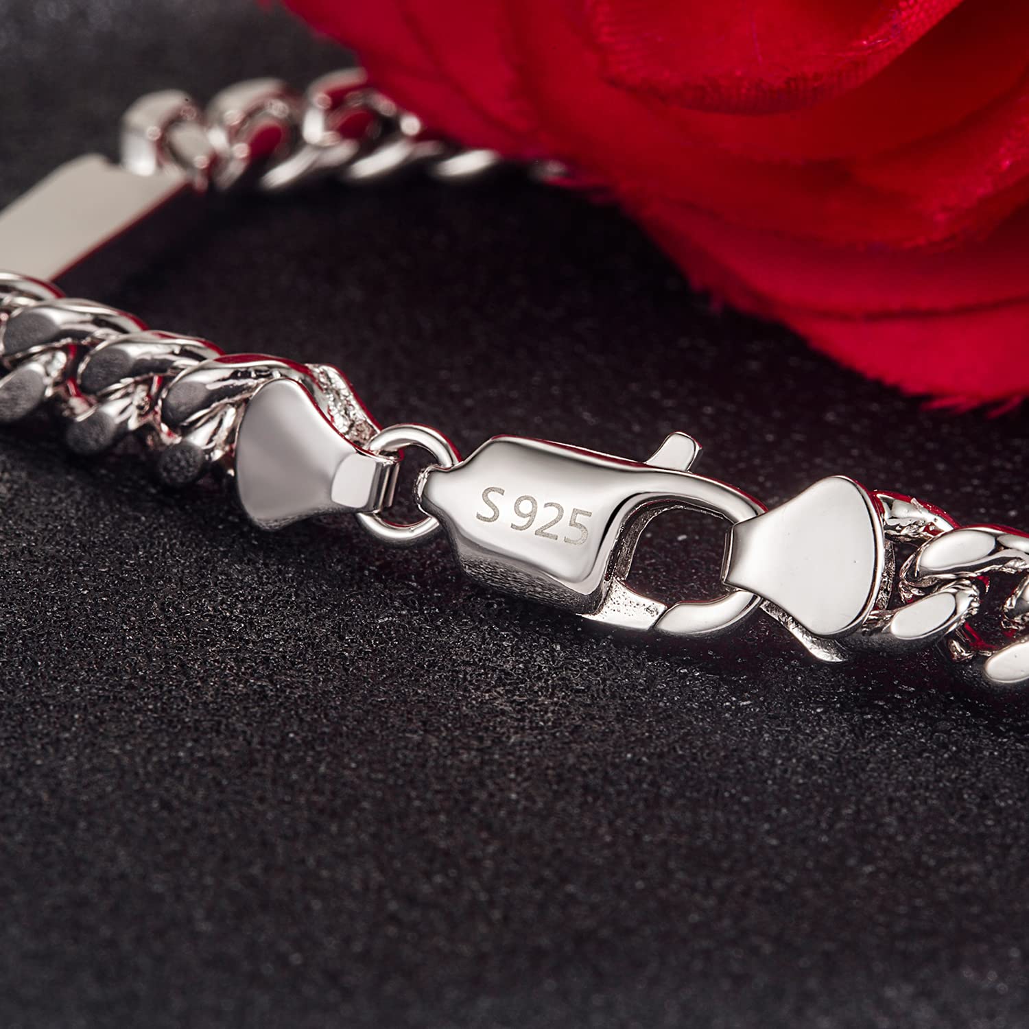 Dankadi Bracciale cubano massiccio 6 mm in argento 925 per uomo, Miami catena cubana Hip Hop 6,7" 7.5" 8" 8.5" 9" gioielli regalo compleanno per adulti padre