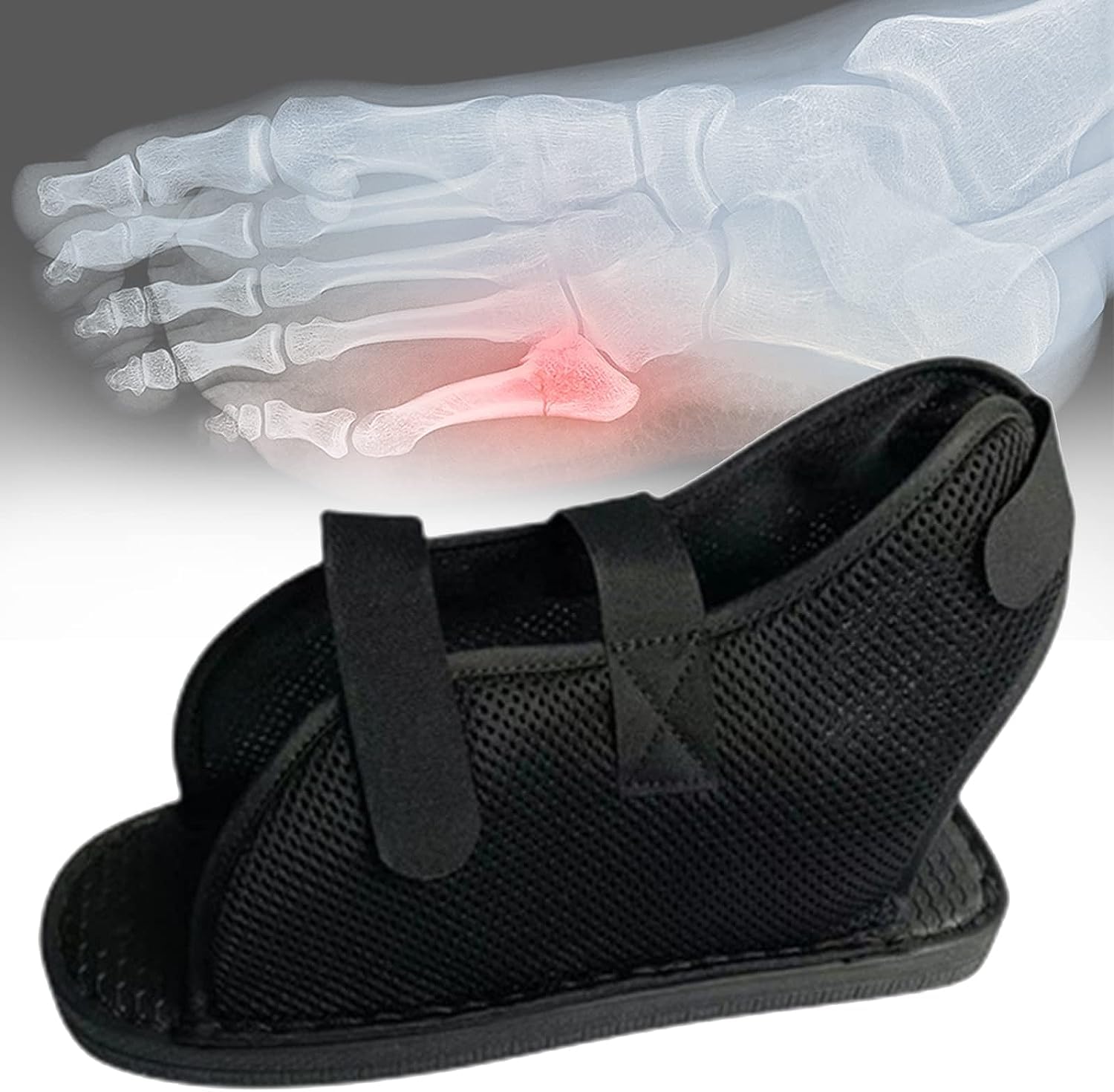 DKULMN Zapato médico con Velcro, Zapato de recuperación para postoperatorio, se Adapta Tanto al pie Izquierdo como al Derecho.,25CM