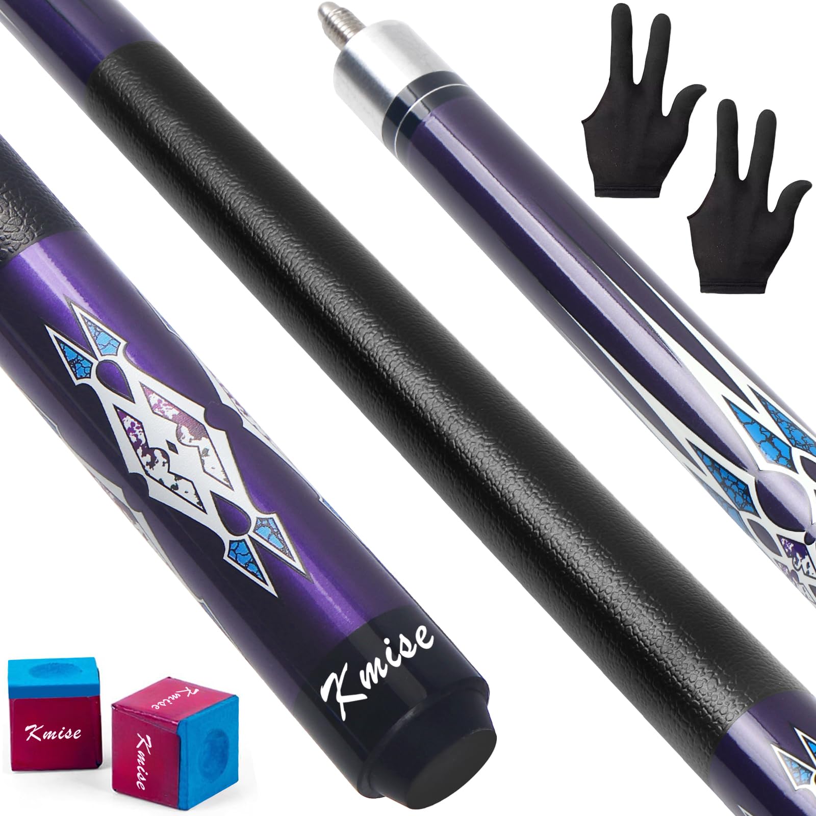 Kmise Pool Stick Set of 5, 58" 20oz Pool Cue Stick, Canadian Maple Billiard Pool Cue Stick, Professional Pool Cue for Bar House Pool Table Sports,Purple.-picture-56