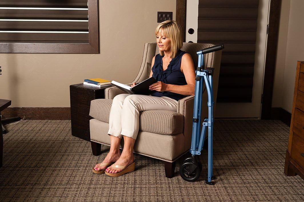 Able Life Space Saver Walker, Lightweight Folding Mobility Rolling Walker for Seniors and Adults, 6-inch Wheels and Ski Glides, Cobalt Blue : Everything Else