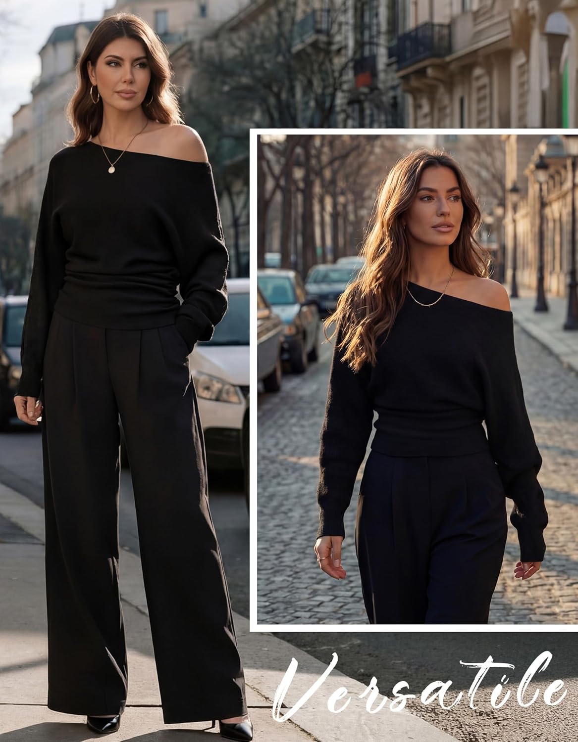 Women Off Shoulder Sweater Bat Wing Sleeve Ribbed Knit Pullover Cinched Waist Boat Neck Winter Going Out Jumper Top - Image 7