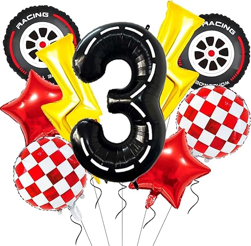Miniatura 14 de Decoraciones de Fiesta de Cumpleaños de Coches de Carreras de Dibujos Animados Globo Grande de Papel de Aluminio con Rayo Globos de Coches
