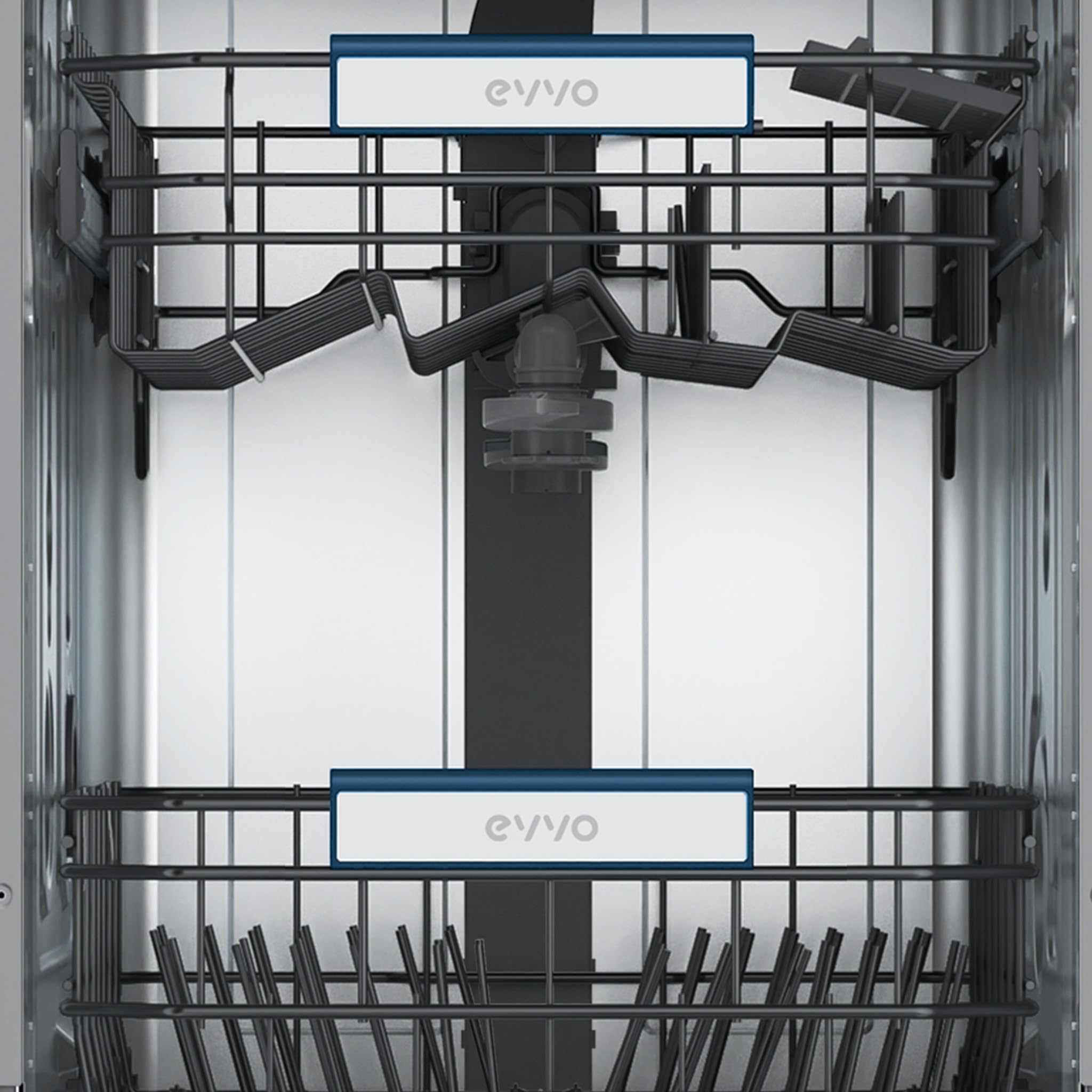 EVVO Lavavajillas D4 Slim 45 cm - Lavaplatos Libre Instalación, 11 Cubiertos, Eficiencia Clase C, 8 Programas con Modo Auto, Apertura Automática, Función Higiene y Media Carga. (Inox)