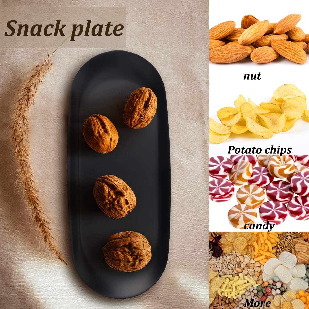 dedoot Stainless Steel Towel Tray, 2 Pack Metal Tray Storage Dish Plate Tea Candy Tray Cosmetics Jewelry Organizer Black Bathroom Tray for Counter, 9 Inch : Home & Kitchen