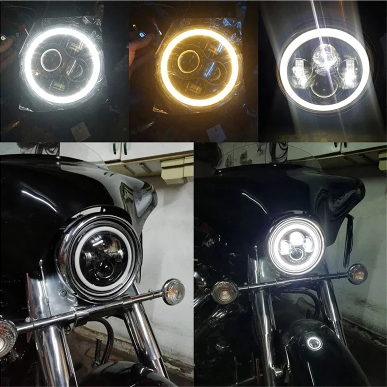 Faro Anteriore per Moto per Suzuki CG125 GN125 per FLD per Touring per Softail/Moto Universale 5.7 Pollici Fari A LED Modifica Angel Eye