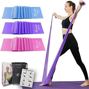 Therapy Flat Resistance Bands Set, Exercise Stretch Bands for Stretching, Flexibility, Pilates, Yoga, Ballet, Gymnastics and Rehabilitation (3 Set - 150cm Length)