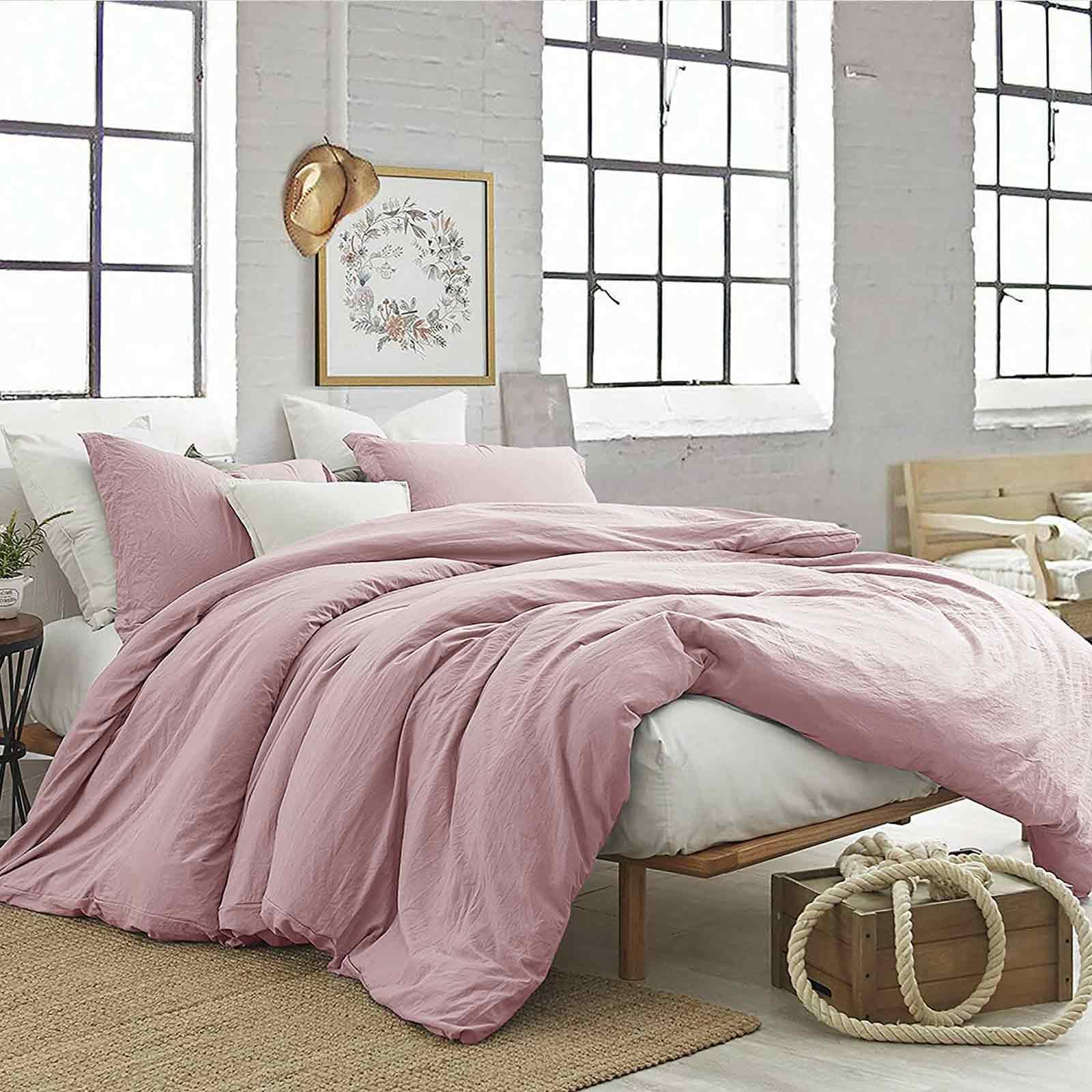 ETDIFFE Greyish Pink Comforter Set Queen Size, 3 Piece Aesthetic Modern Bedding Set - Soft & Lightweight All Season Microfiber Down Alternative Bed Comforter with 2 Pillow Shams for Women Girls