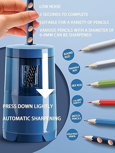Miniatura 5 de delioffice Sacapuntas eléctrico USB  funciona con pilas para lápices de 6 a 0.315in, lápices de colores, suministros para profesores, suministros