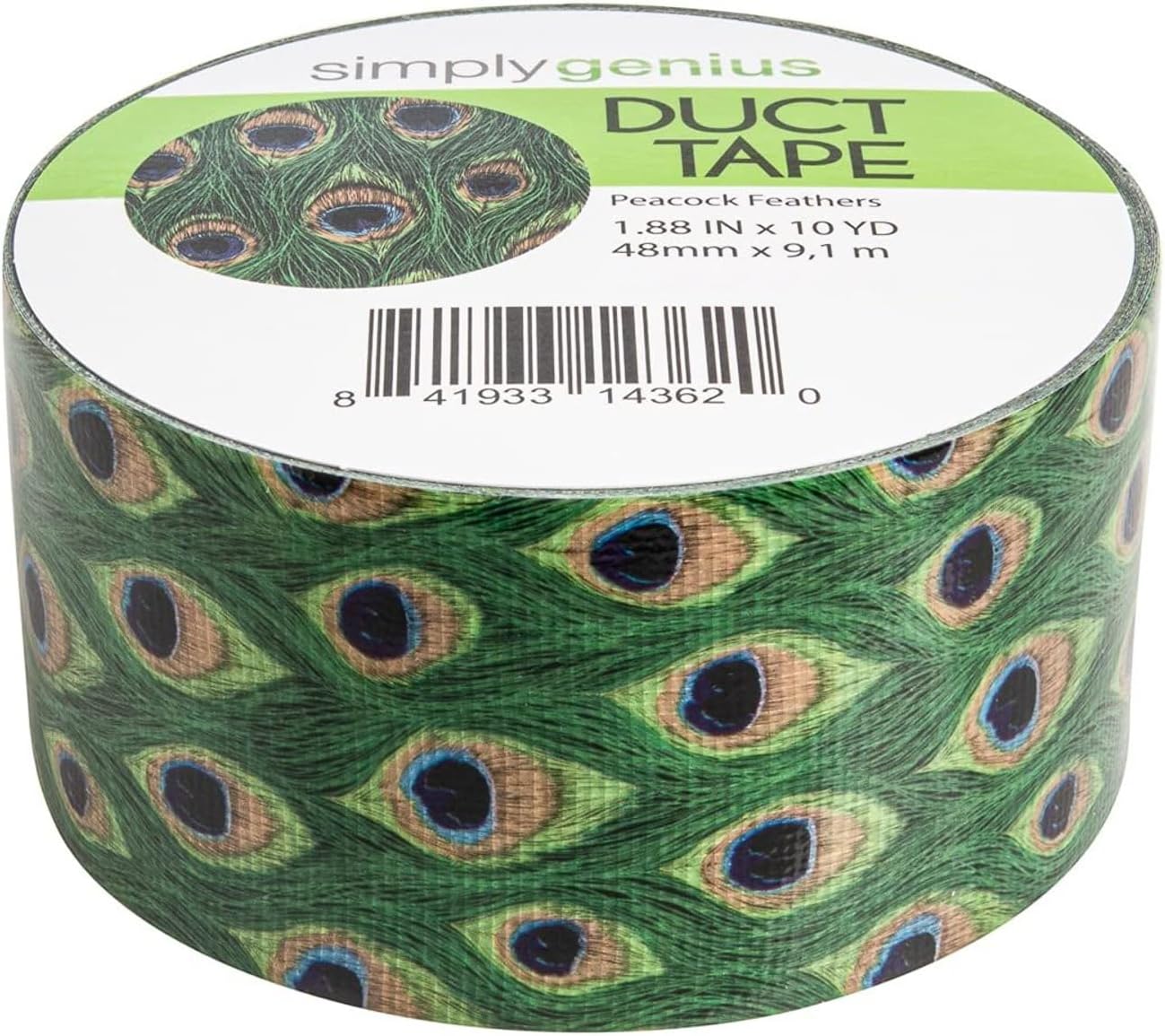 Art & Craft Duct Tape - 1.88 in x 10 Yd, 1 Roll, Peacock Feathers - Colored Duct Tape for Scrapbooking, DIY & Repairs