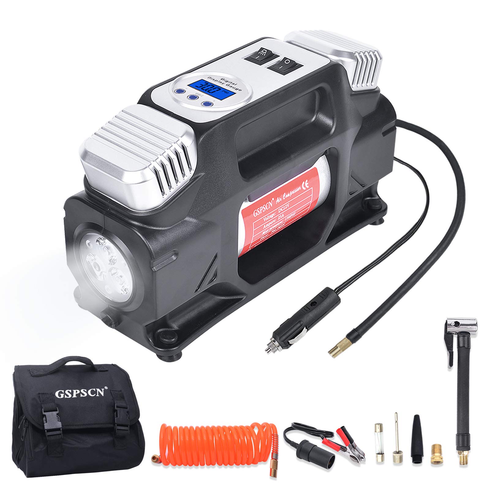 Buy GSPSCN Portable Air Compressor Pump, Heavy Duty Dual Cylinders Tire