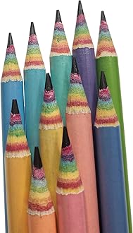 RAINBOWLOVERS Eco-friendly Wood & Plastic Free Rainbow Recycled Paper #2 HB Pencils For School and Office Supplies, Pre-sharpened,12-Pack