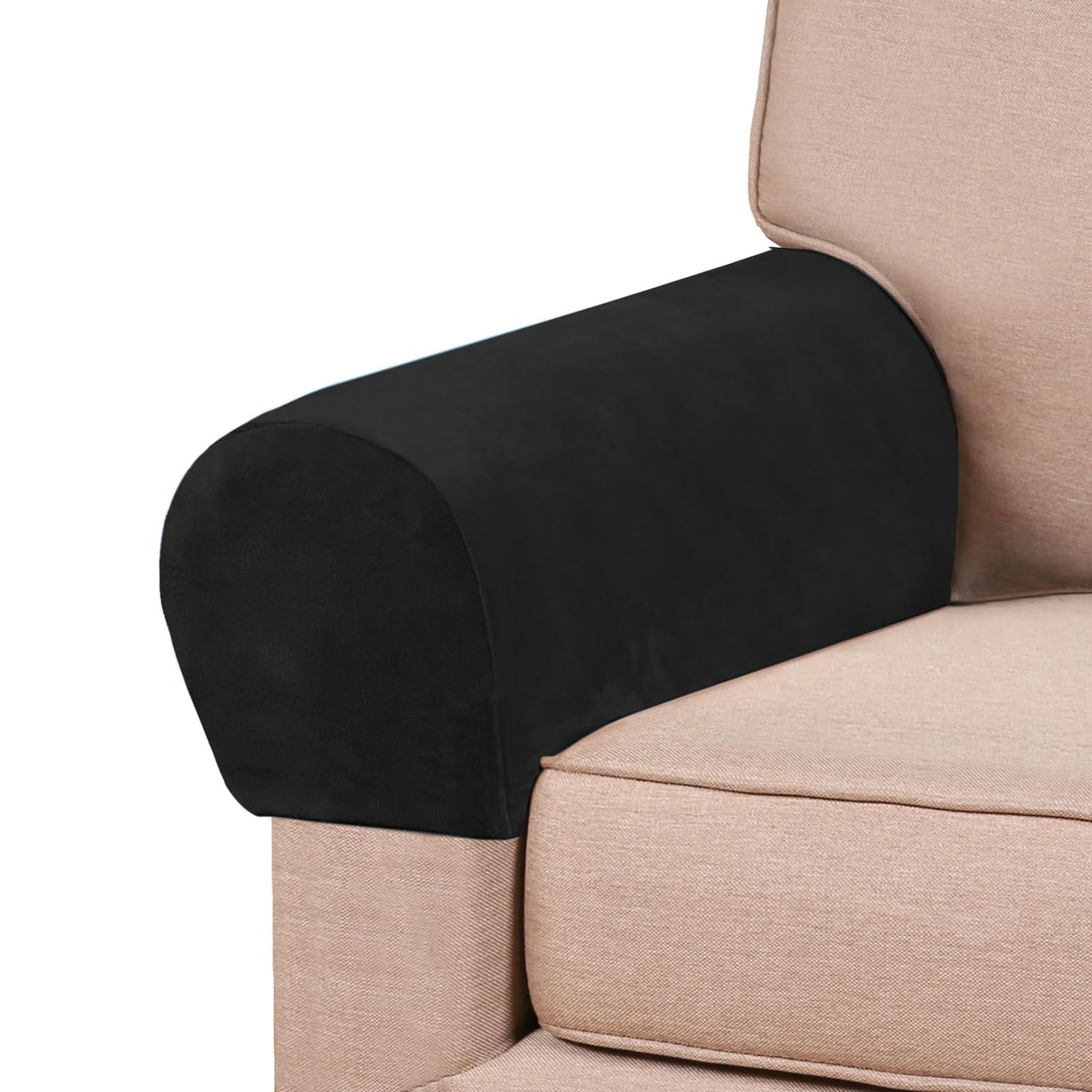 Armlehnenbezüge, 2/4/6 Stück Stretch-Stoff Armlehnenbezüge, Anti-Rutsch Couch Armlehne Schutz, Maschinenwaschbar, für Stuhl, Sofa, Couch, Liegestuhl (Schwarz,6 Stück)