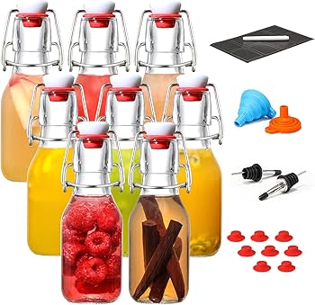 DETO×4bottles Amazon.com: 8 Set, 4 OZ Swing Top Glass Bottles - Flip Top