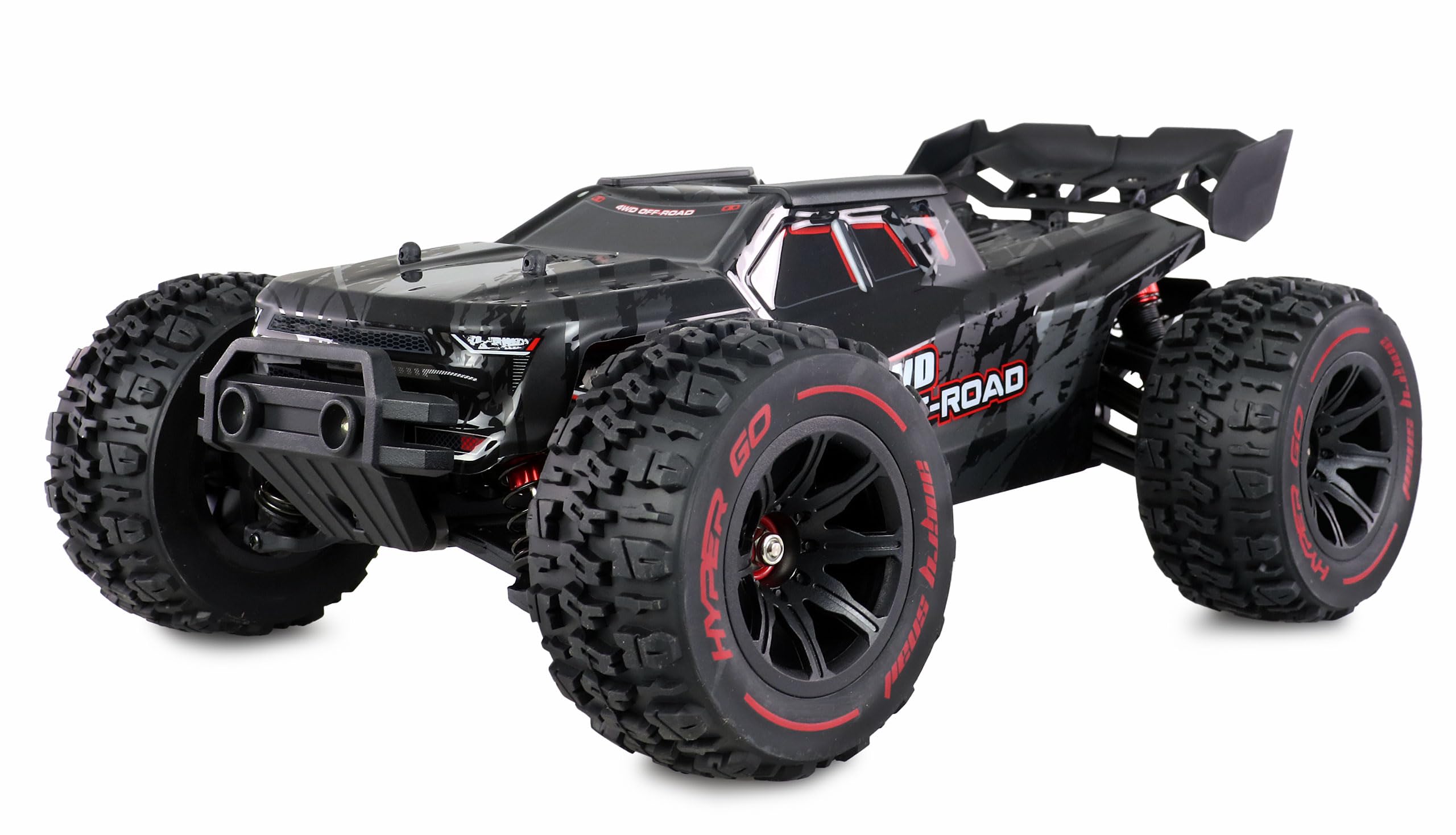 Amewi Hyper GO Truggy brushless 4WD 1:14 RTR nero incl. Wheelie-Bar, pezzi di ricambio, corpo dorato RC telecomandato