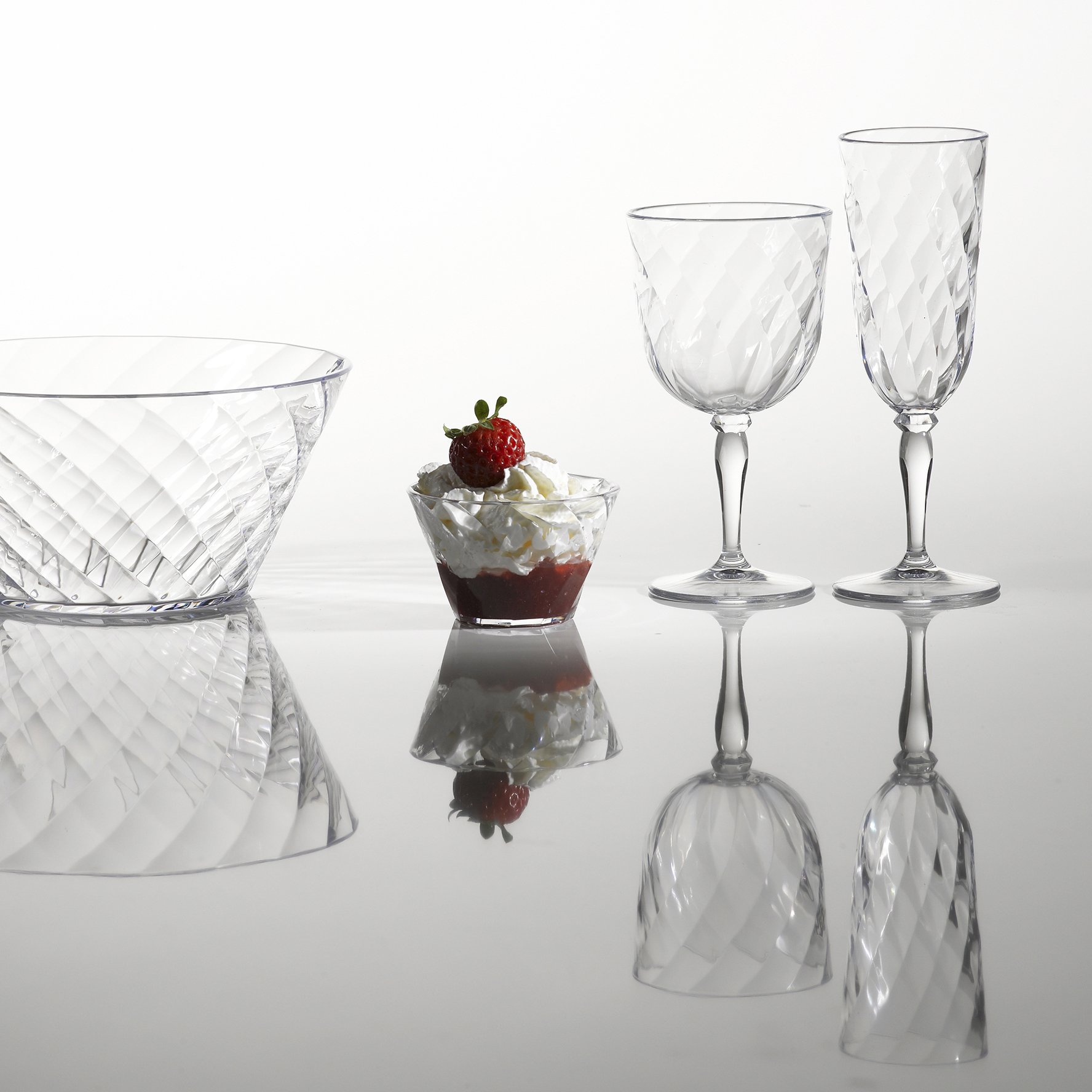 Omada Design 4 Bicchieri Champagne in acrilico, Flutes per uso all'aperto, Lavabili in Lavastoviglie, Made in Italy, Linea Diamond, Turchese