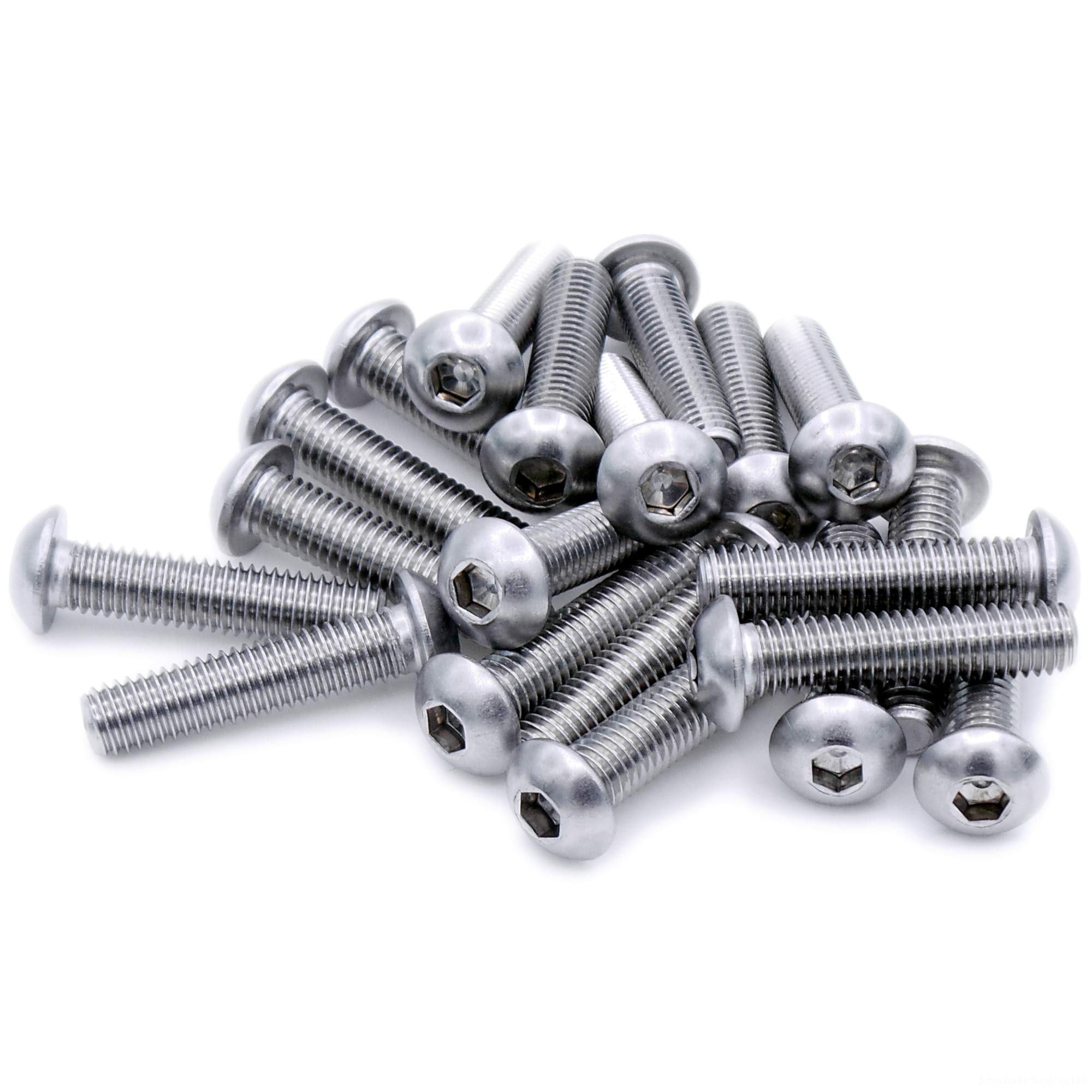 Singularity Supplies M4 (4Mm X 14Mm) Hex Socket Button Machine Screw (Bolt) - Stainless Steel (A2) (Pack Of 20)