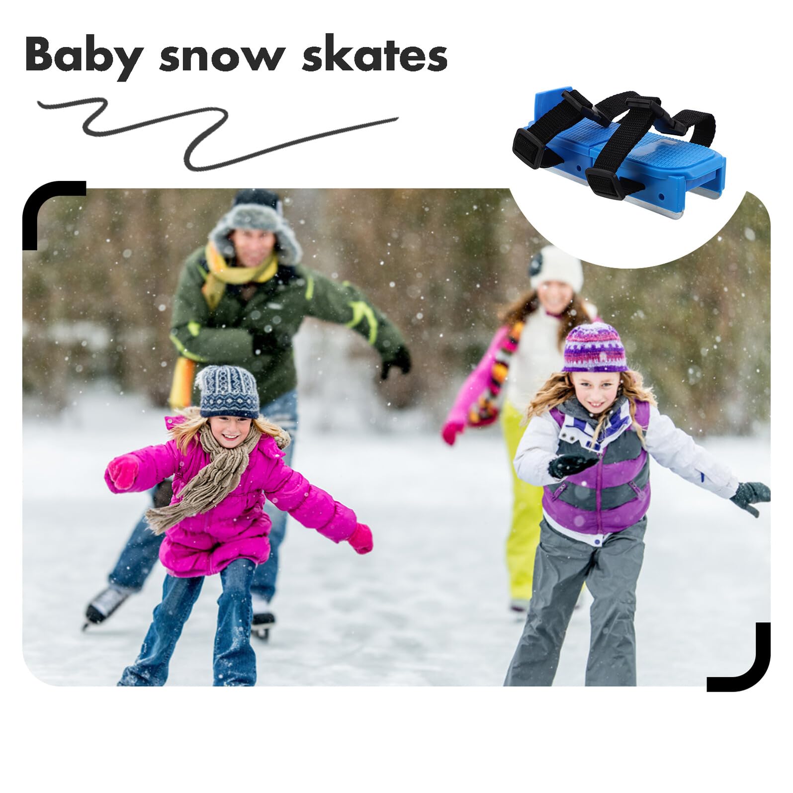 Mikikit Pattini da Ghiaccio per Bambini a Doppia Lama Blu Regolabili, Scarpe da Pattinaggio Sicure e Comode per Sport Invernali all’Aperto, Assistenza per Principianti e Allenamento