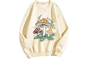Avanova Women Mushroom Graphic Oversized Sweatshirt