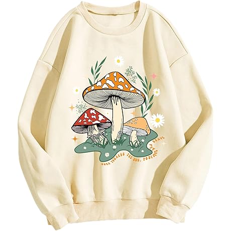 Avanova Women Mushroom Graphic Oversized Sweatshirt