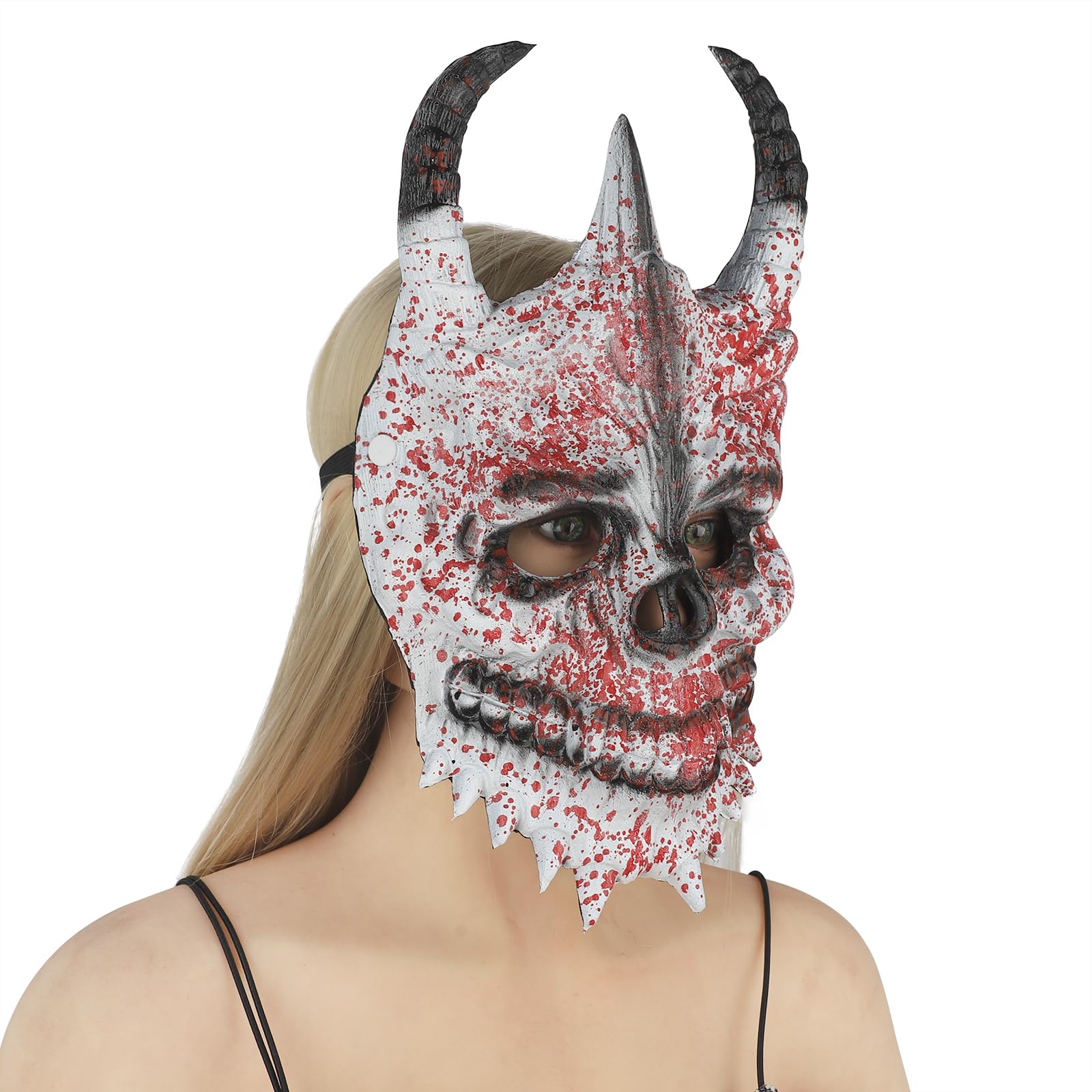 Scary Halloween Full Head Skull Mask Creepy Foam Skeleton Headgear Horror Devil Witch Wizard Horn Ghost Face Mask Headwear Cosplay Carnival Party Dress Up Costume Props Haunted House Decoration - Image 4