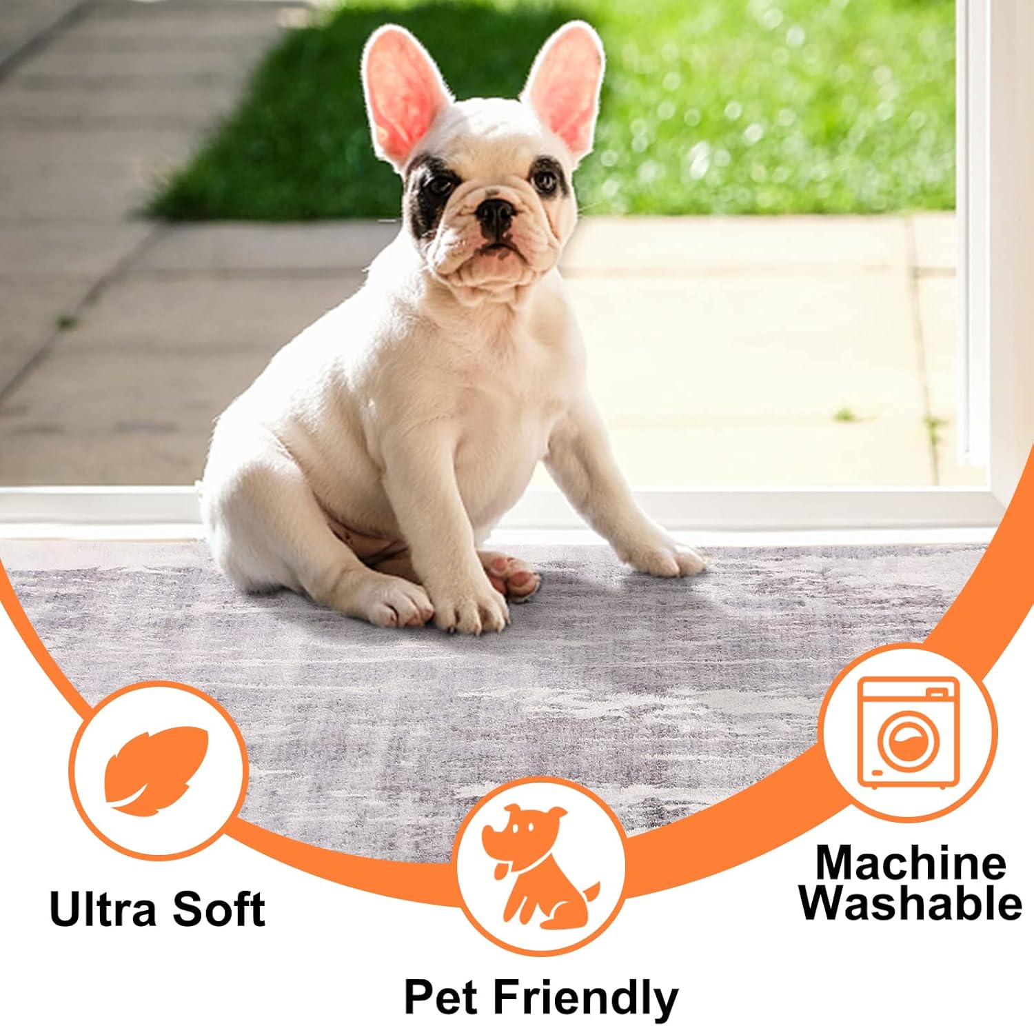 CRISTGEE Door Mat, Front Indoor Door Mat Faux Wool Non-Slip Entryway Rug Absorbent Abstract Throw Rug for Indoor Entrance Hallway Laundry Room, High Traffic Areas, 24X48 Inches, Gray Washable