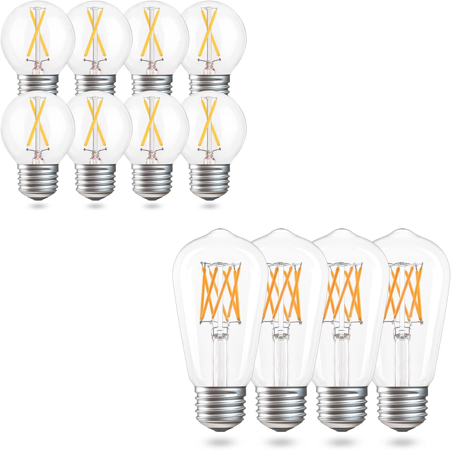 8 Pack 2W E26 12V LED Bulb 25 watt Equivalent [A15] and 4 Pack E26 12