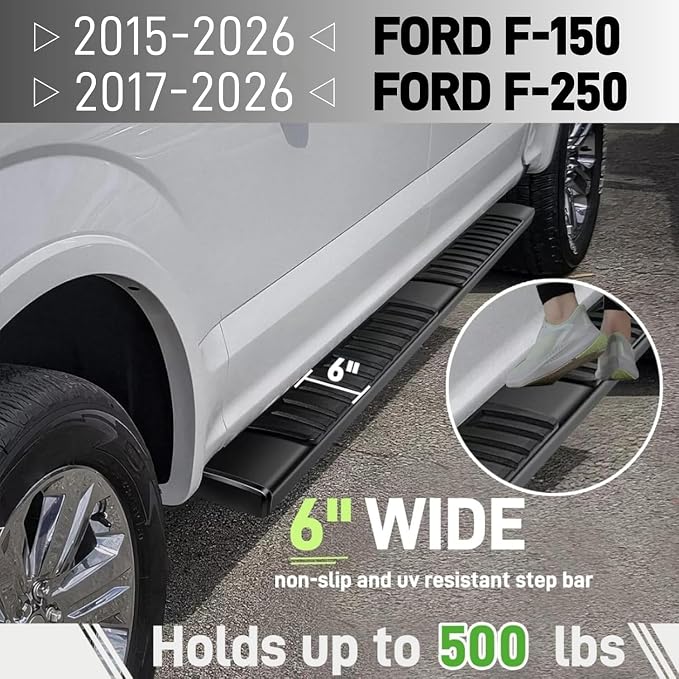Estribos 6" para Ford F-150/F-250 2015-2026 Negro Mate miniatura 8